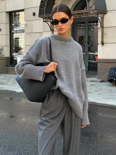 Oversized Dames Trui | Lange Mouwen Trui met Ronde Hals en Relaxte Pasvorm