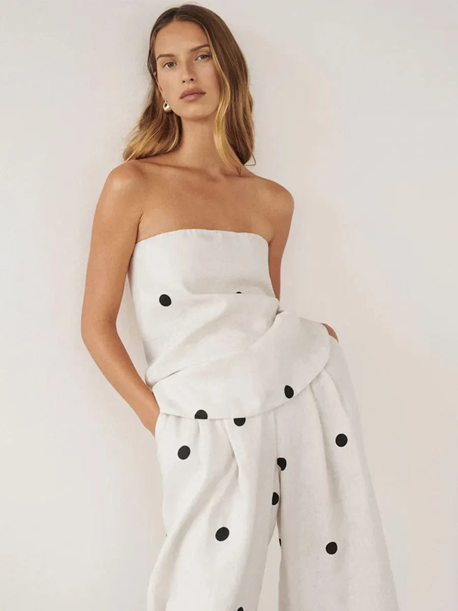 Camila | Linen Polka Co-ord Set