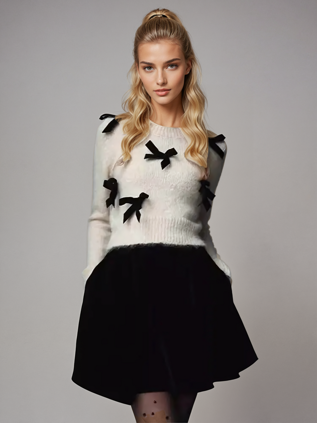 Pullover | Rundhalsausschnitt mit Schleifen