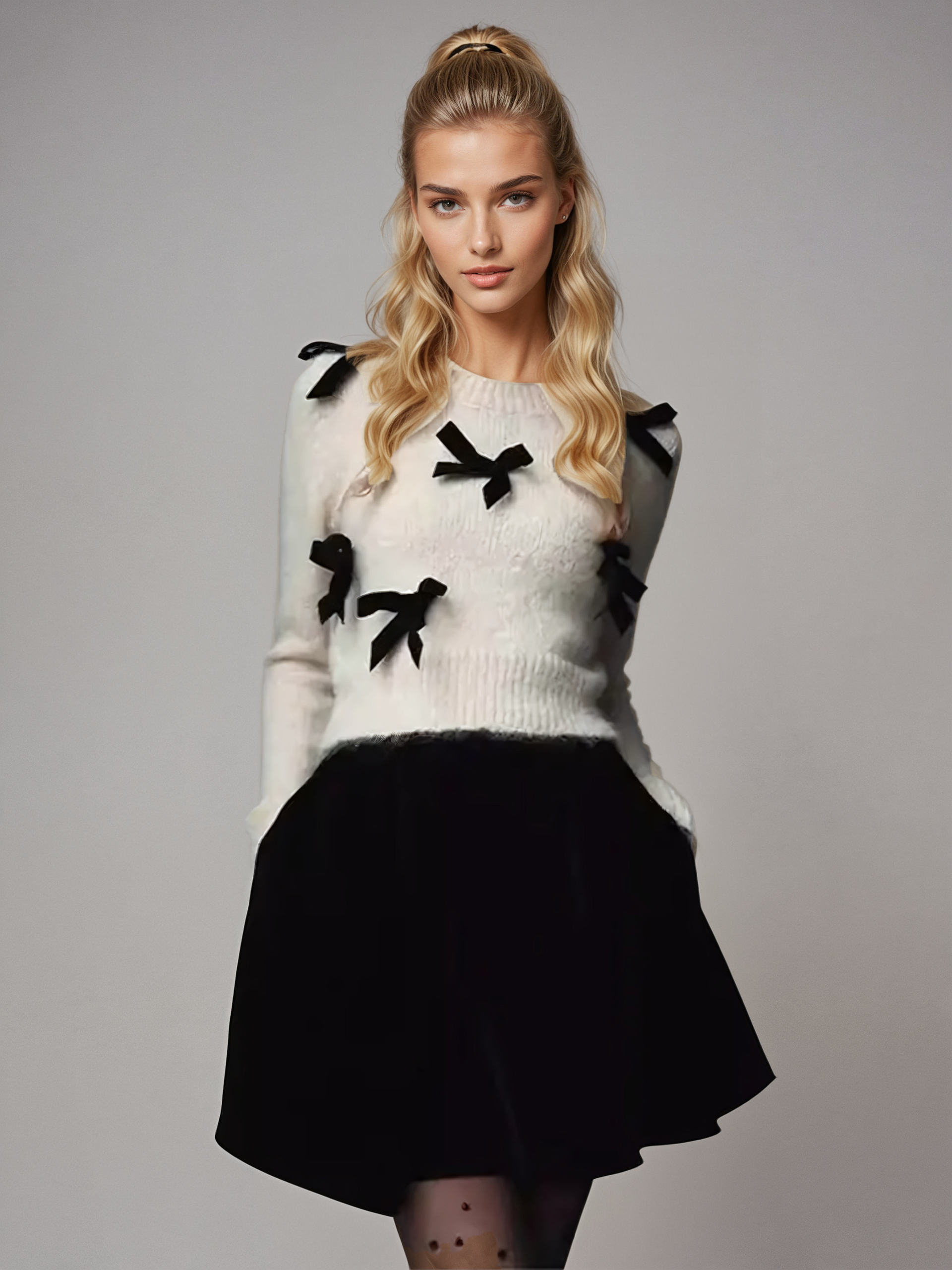 Pullover | Rundhalsausschnitt mit Schleifen