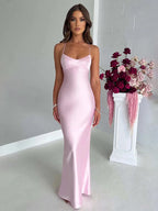 Vivica | Satin Lace-Up Club Dress with Long Cut