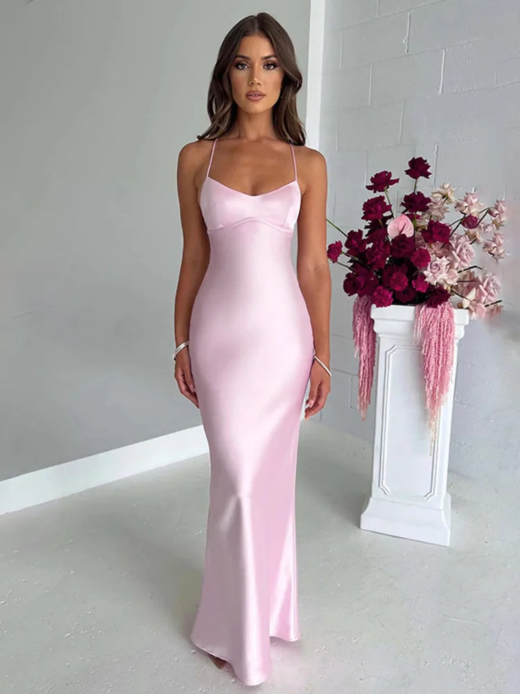 Vivica | Satin Lace-Up Club Dress with Long Cut