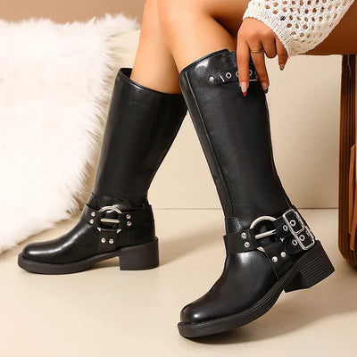 Meloria | Hoge Biker Boots met Gespdetail
