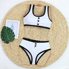 Vrouwen Hoge Taille Bikini Set Ribbed