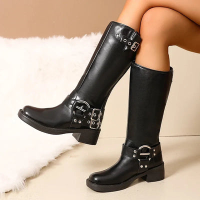 Meloria | Hoge Biker Boots met Gespdetail