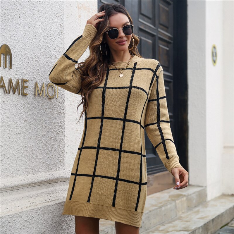 Laure Atelier – Grid Chic Pulloverkleid 