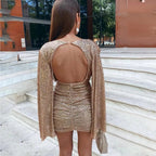 MIRIAM - V-neck sequin party dress