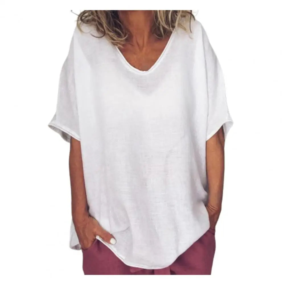 Gelai – Atmungsaktives Baumwoll-Leinen Damen Sommer T-Shirt