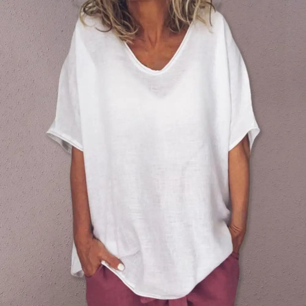 Gelai – Atmungsaktives Baumwoll-Leinen Damen Sommer T-Shirt