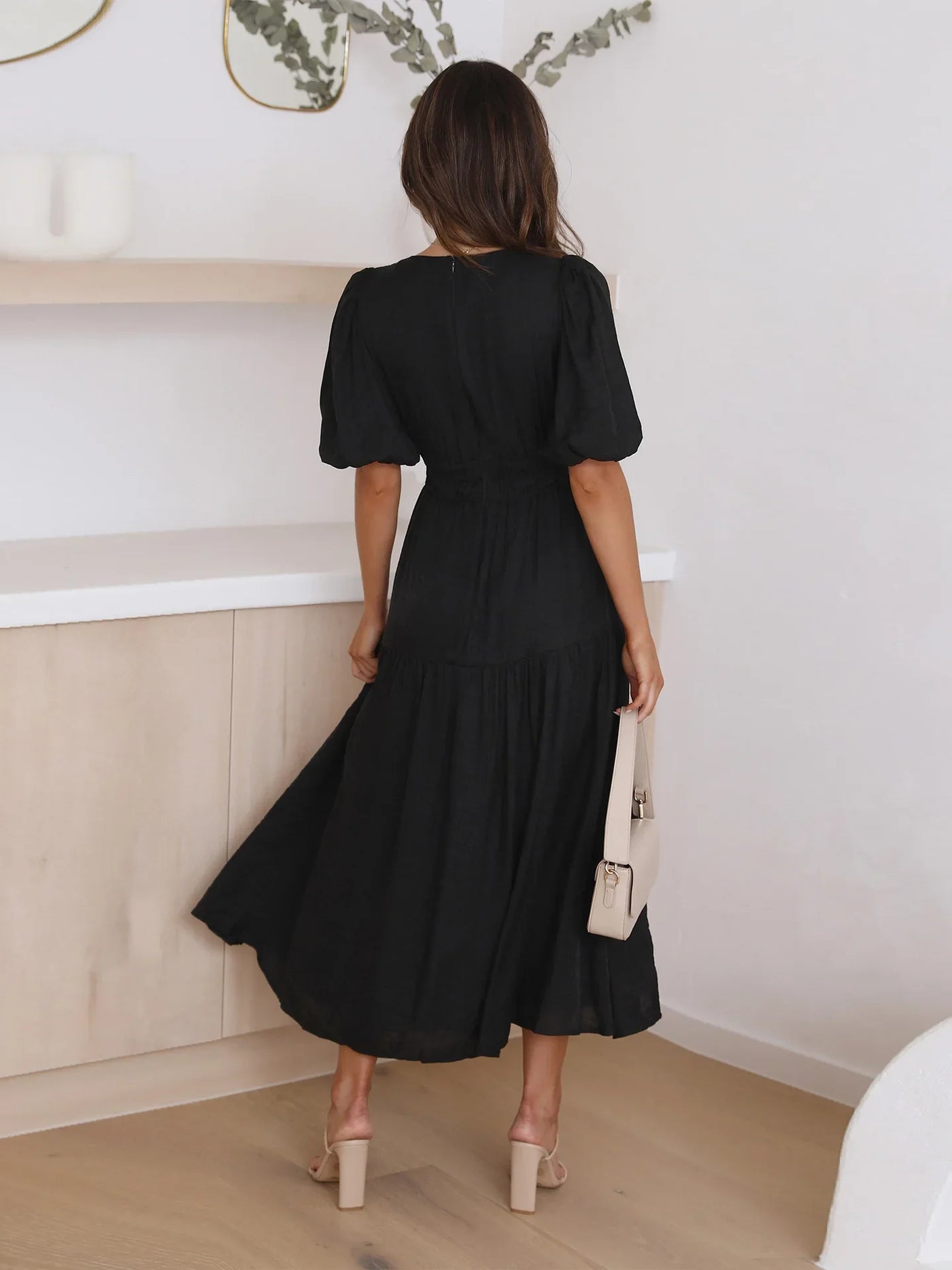 Bonvive | Zomerse Damesjurk met Pofmouwen – Elegante Vakantiestijl | 2025 Trend | Luxe Look