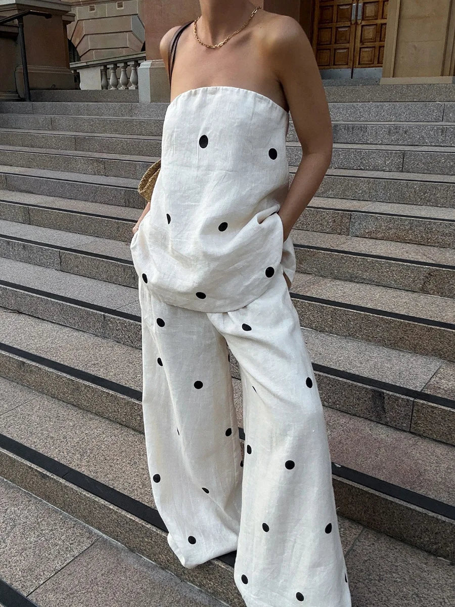 Camila | Linen Polka Co-ord Set