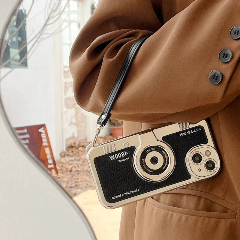 RetroLens™ - iPhone Camera Soft Case met Crossbody Strap