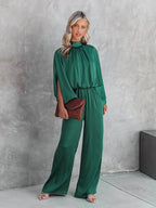 Gracelyn | Eleganter grüner Jumpsuit mit hohem Kragen