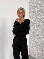 Victoria - Knitted Asymmetric Top with Matching Pants