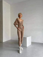 Victoria - Knitted Asymmetric Top with Matching Pants