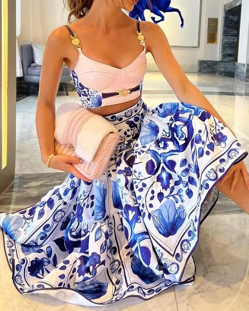 Camila – Dames 2-Delige Set met Tanktop en Rok met Print