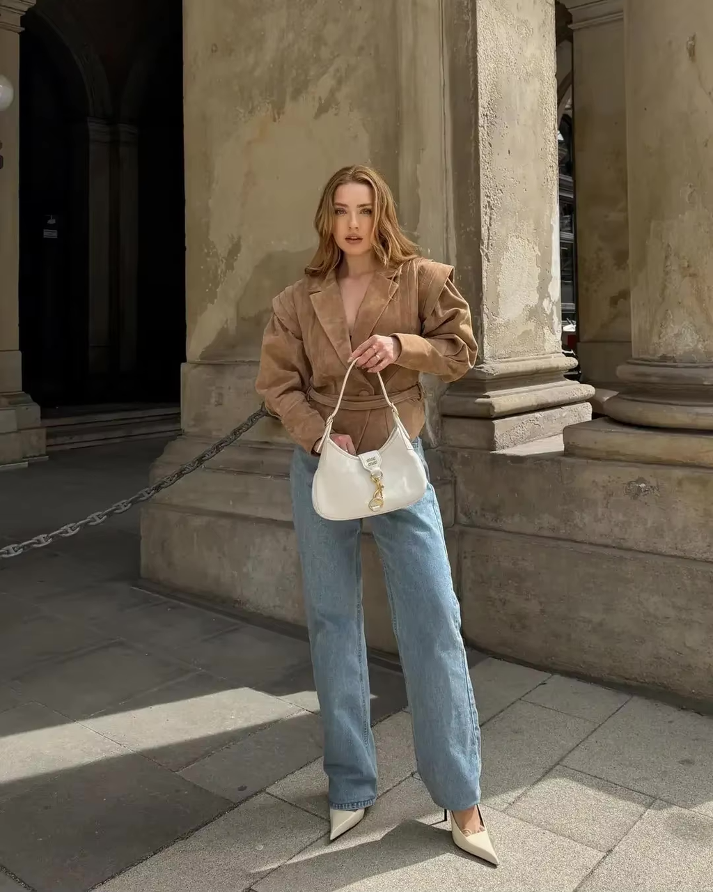 Veloria Vegan Suede Jacket | Women's autumn jacket with shoulder details and belt