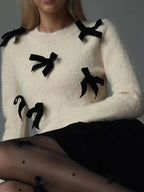 Pullover | Rundhalsausschnitt mit Schleifen