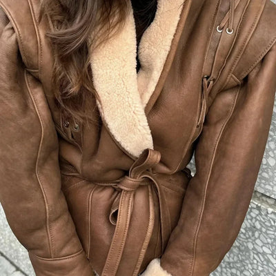 Serenya | Vegan Shearling Jas voor Dames met Tailleceintuur