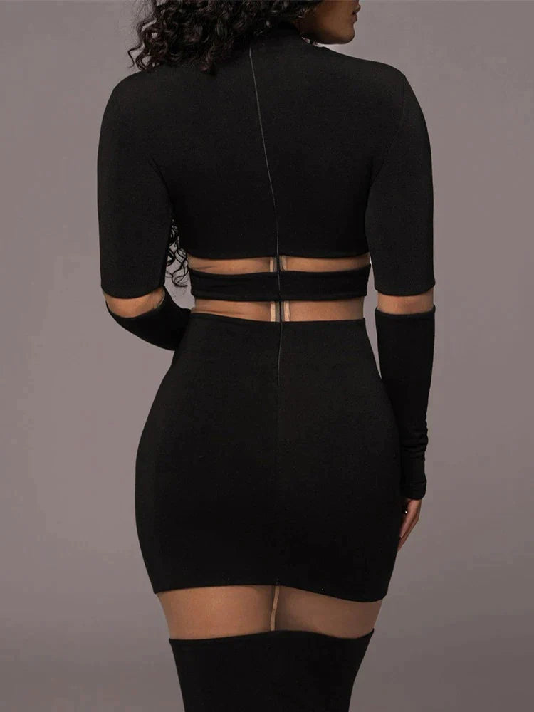 Chantalia™ | Elegant Black Midi Dress
