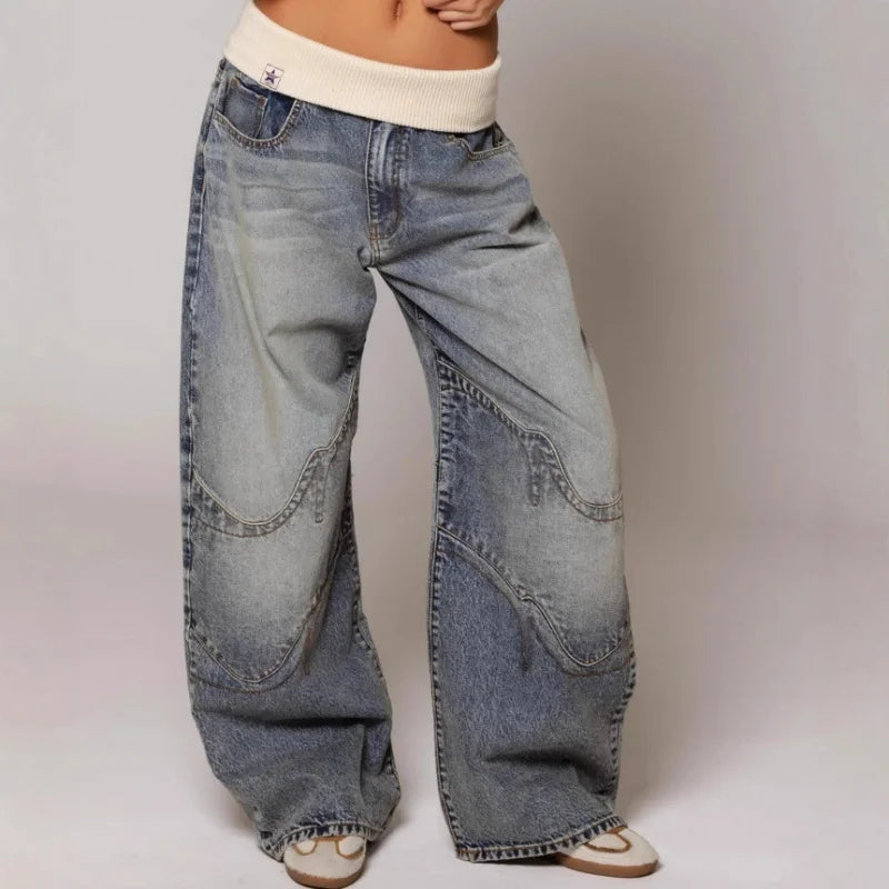 Seyra | Baggy Wide-Leg Jeans met Tailleband & Streetstyle Vibes