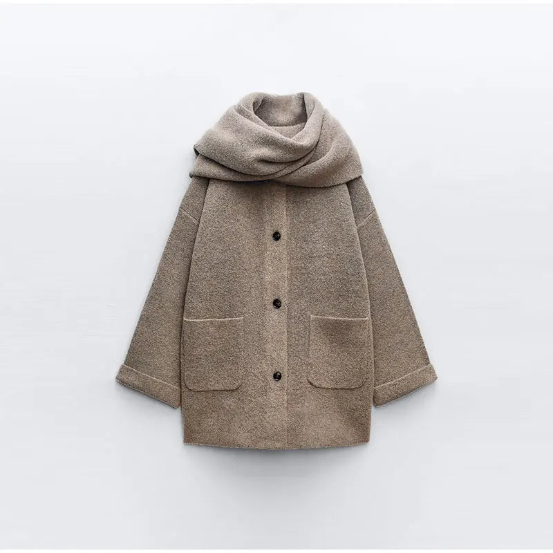 Luxury Woolen Chic™ - Wool Coat with Scarf