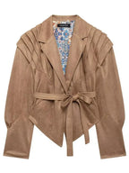 Veloria Vegan Suede Jacket | Women's autumn jacket with shoulder details and belt
