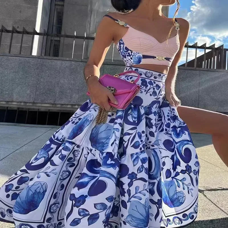 Camila – Dames 2-Delige Set met Tanktop en Rok met Print