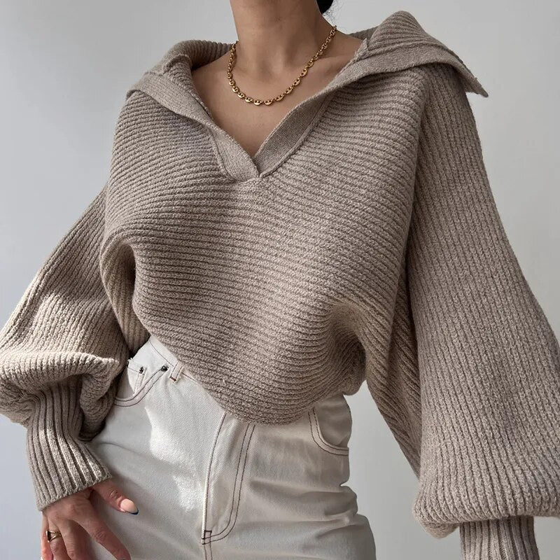 Loomzy™ | Grobstrickpullover mit offenem Halsausschnitt 