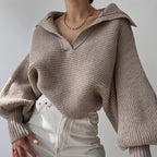 Loomzy™ | Grobstrickpullover mit offenem Halsausschnitt 