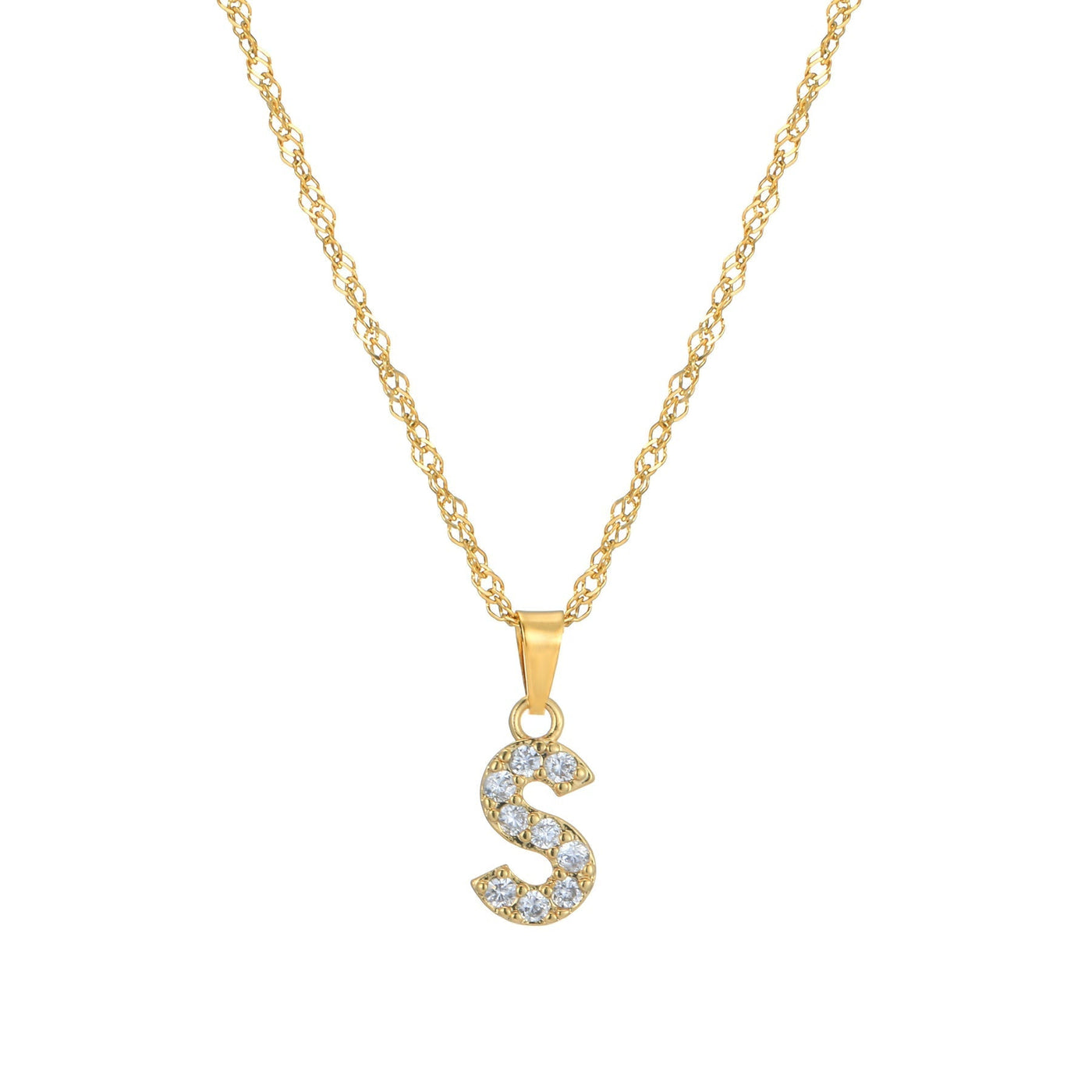 Letter Necklace with Zirconia