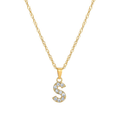 Letter Necklace with Zirconia