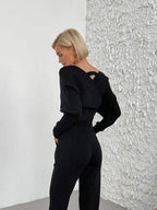Victoria - Knitted Asymmetric Top with Matching Pants
