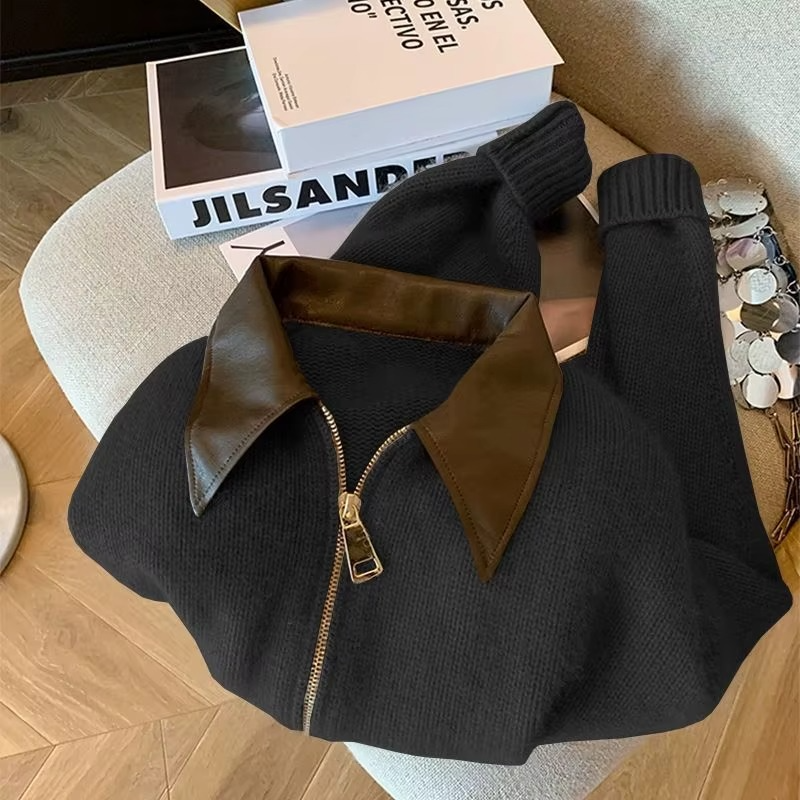 Jaela | Vest met Leren Kraag