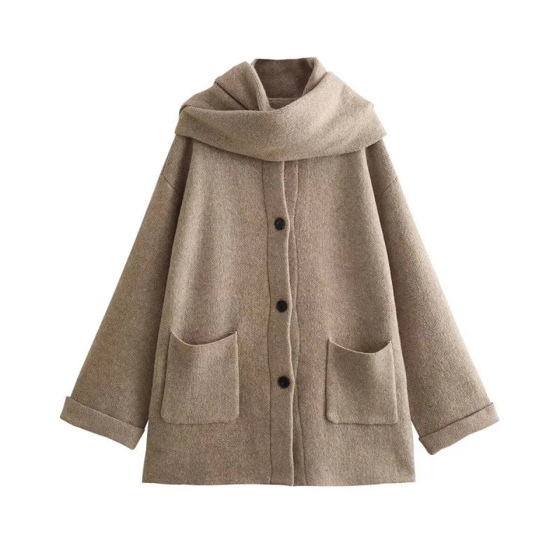 Islay - Cardigan with attached scarf