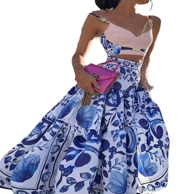 Camila – Dames 2-Delige Set met Tanktop en Rok met Print