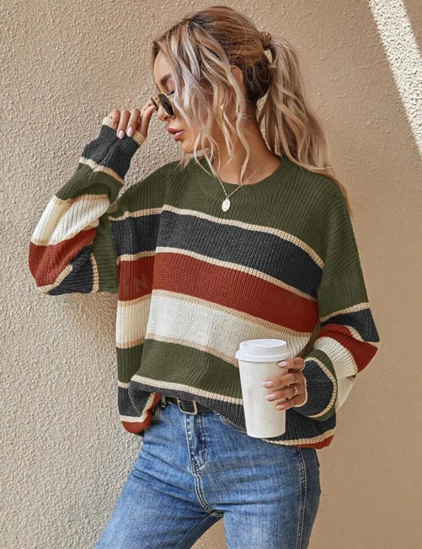 Serenelle | Striped Women's Sweater with Crew Neck &amp; Relaxed Fit