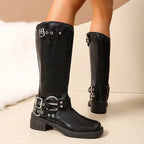 Meloria | Hohe Bikerstiefel mit Schnallendetail