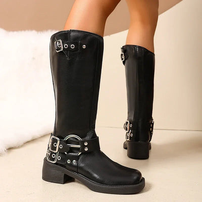 Meloria | Hoge Biker Boots met Gespdetail