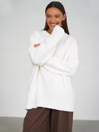Oversize-Damenpullover | Langärmliger Rundhalspullover mit lockerer Passform