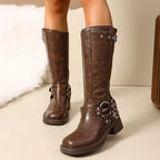 Meloria | Hohe Bikerstiefel mit Schnallendetail