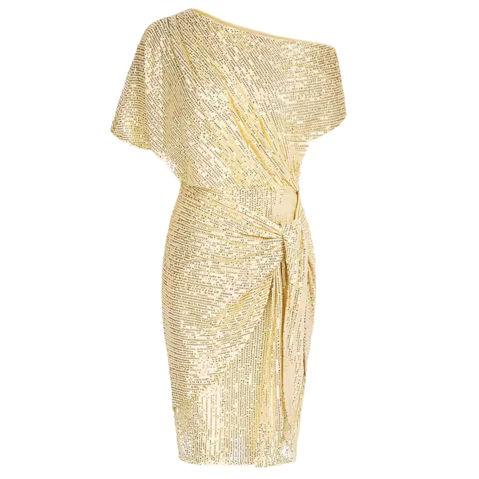 Elya | Elegant Sequin Dress with Belly Covering