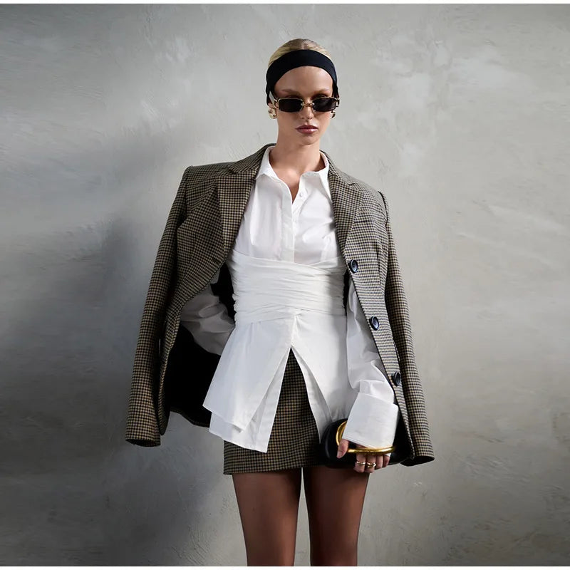 Jaeda Wrap Blouse | White Oversized Blouse with Fitted Detail