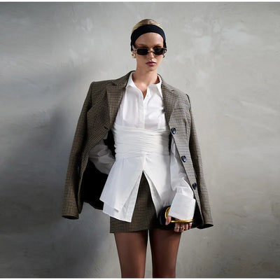 Jaeda Wrap Blouse | Witte Oversized Blouse met Taillerend Detail