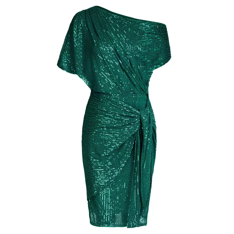 Elya | Elegante Pailletten Jurk met Buik bedekking