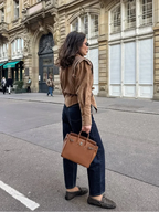 Veloria Vegan Suede Jacket | Women's autumn jacket with shoulder details and belt