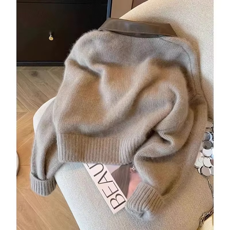 Jaela | Vest met Leren Kraag