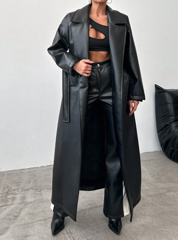 LeatherLux Trendsetter™ - Lang Imitatieleer Jas