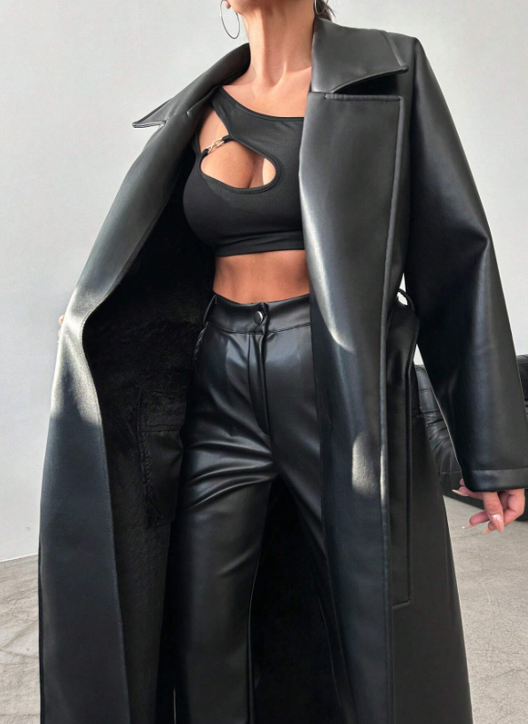 LeatherLux Trendsetter™ - Lang Imitatieleer Jas