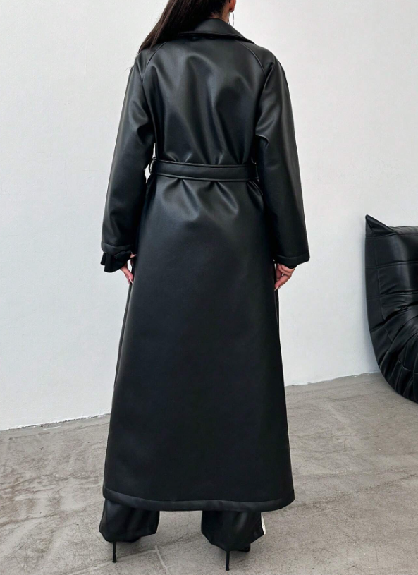 LeatherLux Trendsetter™ - Lang Imitatieleer Jas